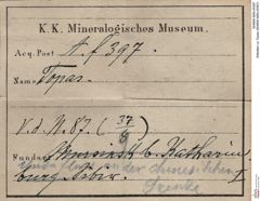Etiketten zu Topas (NHMW-MIN-Af397)